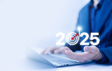 economic analysis 2025, budget. concept of action business plan targets the new year 2025 growth....