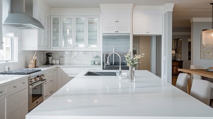 island blurred kitchen interior design