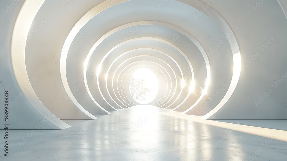 Poster abstract freedom and space concrete and mirrors tunnel. : generative ai
