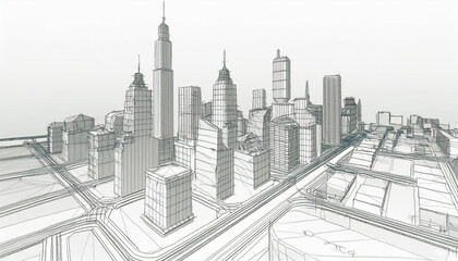 建築デザイン 都市計画 都市スケッチ 未来都市 スカイライン モダン建築 インフラストラクチャー 都市開発 都市景観 建設プロジェクト