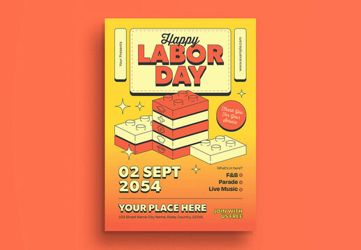 Orange Modern Labor Day Flyer Layout