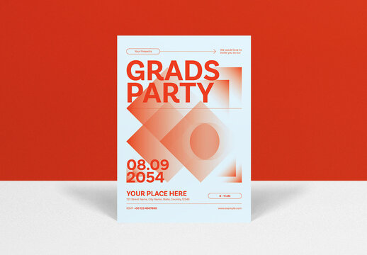 Orange Minimal Utilitarian Graduation Party Invitation Layout