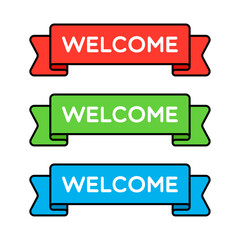 Set of Vector Welcome Ribbon Labels
