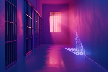 A prison cell with a bed and a small window