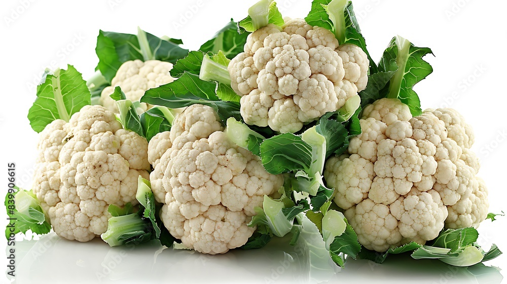 Poster resh cauliflower in studio lightning, isolated on white background : Generative AI