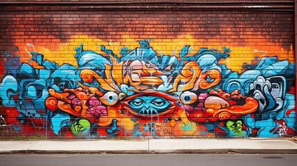 Obraz premium graffiti brown brick wall