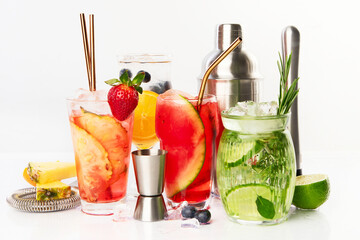 Cocktails assortment. Classic drink menu concept.