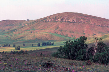 mountain landscapes of the Irandyk ridge in the Southern Urals on a summer day