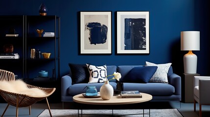 room blue interior wall
