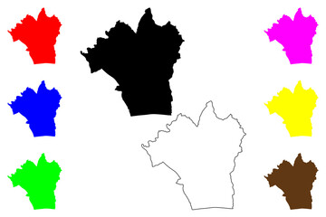Brentwood Non-metropolitan district, Borough (United Kingdom of Great Britain and Northern Ireland, ceremonial county Essex, England) map vector illustration, scribble sketch map