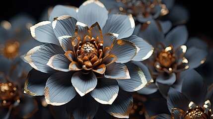 intricate gold and gray flowers