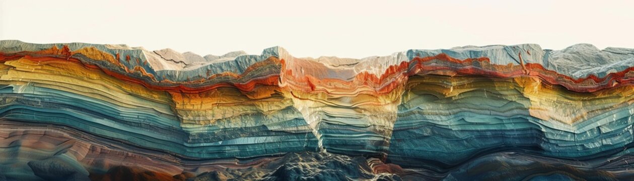 Hydrocarbon deposits, rock layers, geological cross-section, detailed lighting, medium shot