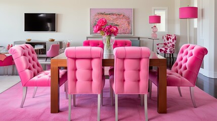 dining pink chairs