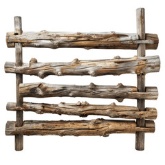 Rustic wooden fence made from uneven logs, perfect for outdoor, farm, or natural settings. Ideal for backgrounds or design projects.