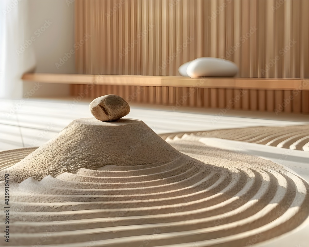 Canvas Prints Minimalist Zen Sand Garden Backdrop for Focused Product Presentation