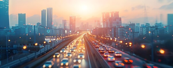 Fototapeta premium Smart city implementing innovative traffic systems to reduce emissions and improve air