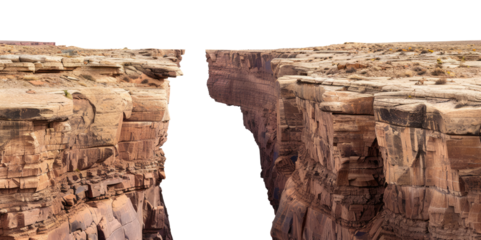 Canyon with a large gap between the two sides isolated on transparent background