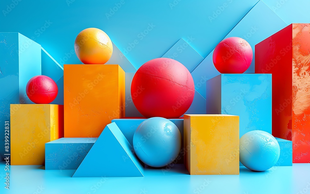 Poster soft 3d geometric shapes with gradient pastels