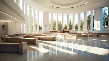 minimalist modern church interior © vectorwin