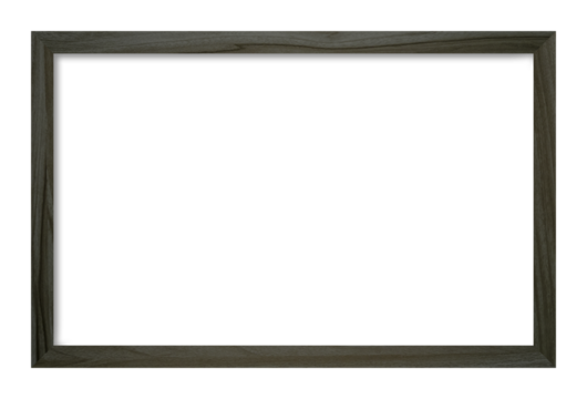 Rectangular picture frame. Old wooden frame, vintage style, with empty space and isolated transparent background with png.