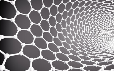 Carbon nanotubes, Nanotechnology, 3d rendering.