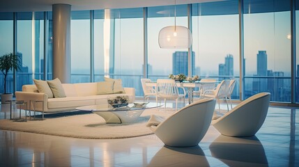 sleek blurred high rise interior