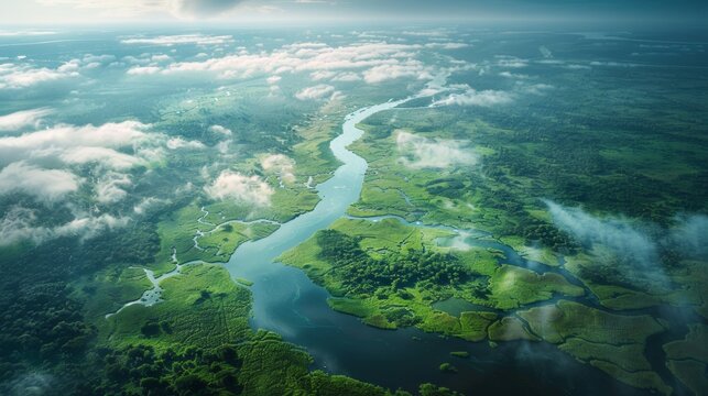Smoothly Flowing River Delta 