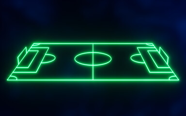 Fototapeta premium Abstract neon football field lines, 3d rendering.
