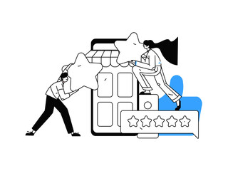 Naklejka premium Virtual characters social communication concept business flat vector hand drawn illustration 