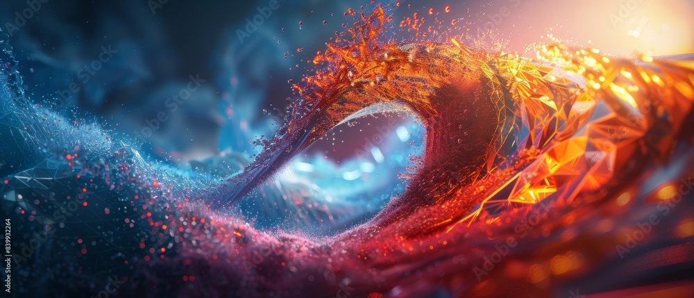 Aufkleber abstract digital art featuring vibrant, swirling colors and dynamic shapes, creating a mesmerizing a
