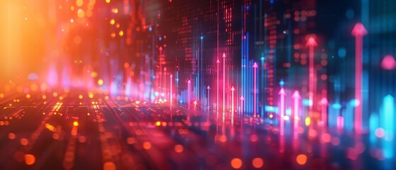 Fototapeta premium Abstract background with colorful lightbars creating a futuristic and dynamic digital pattern, perfect for technology and innovation concepts.