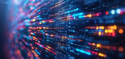 Fototapeta premium Abstract digital background with vibrant lights and data streams representing technology and modern communication