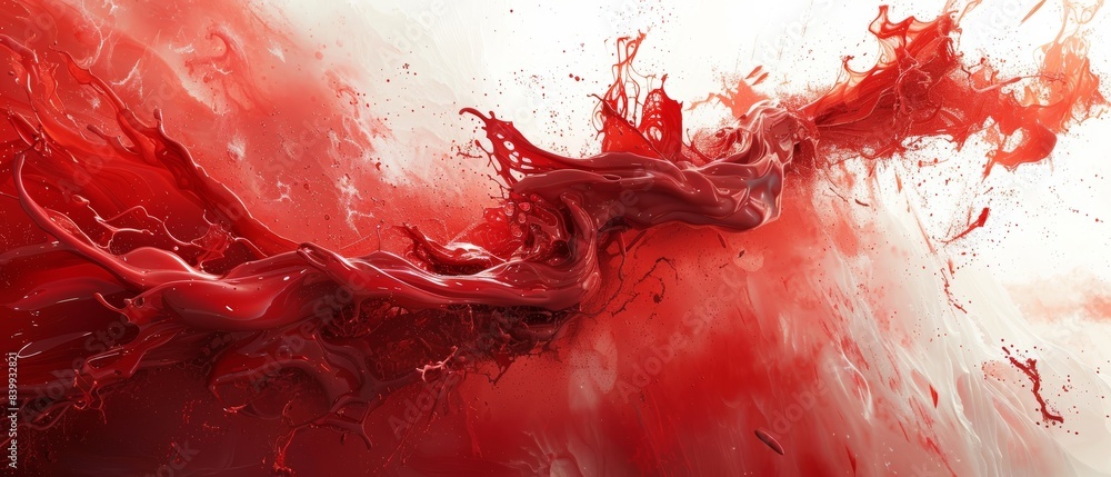 Aufkleber abstract red paint splash with dynamic motion and vibrant colors, creating an energetic and fluid vi