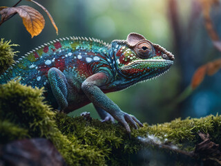 Fototapeta premium green lizard on a tree