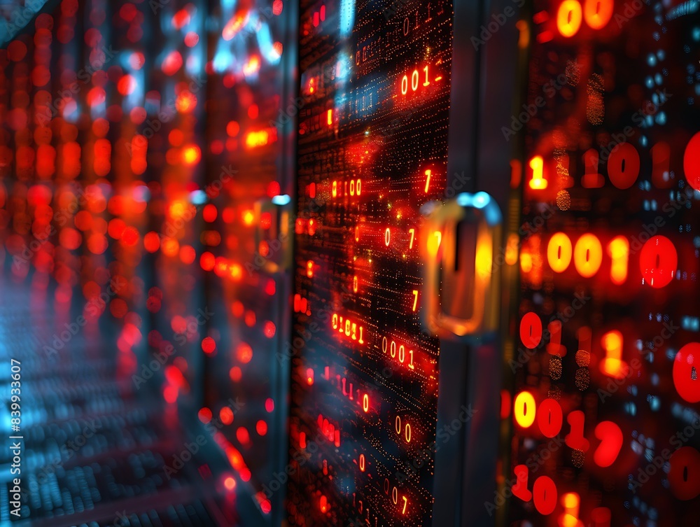 Leinwandbilder digital locks and security codes on a tech grid