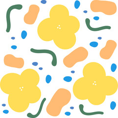 Colorful organic shapes background yellowflower