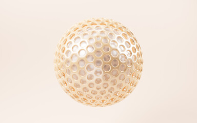 Golden abstract sphere, 3d rendering.