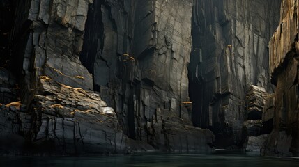 weathered dark cliffs - Powered by Adobe