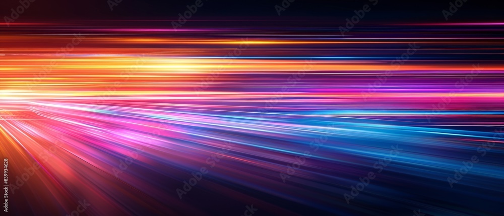 Poster dynamic colorful light streaks create a futuristic abstract background with vibrant spectrum and mot