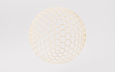 Golden abstract sphere, 3d rendering.