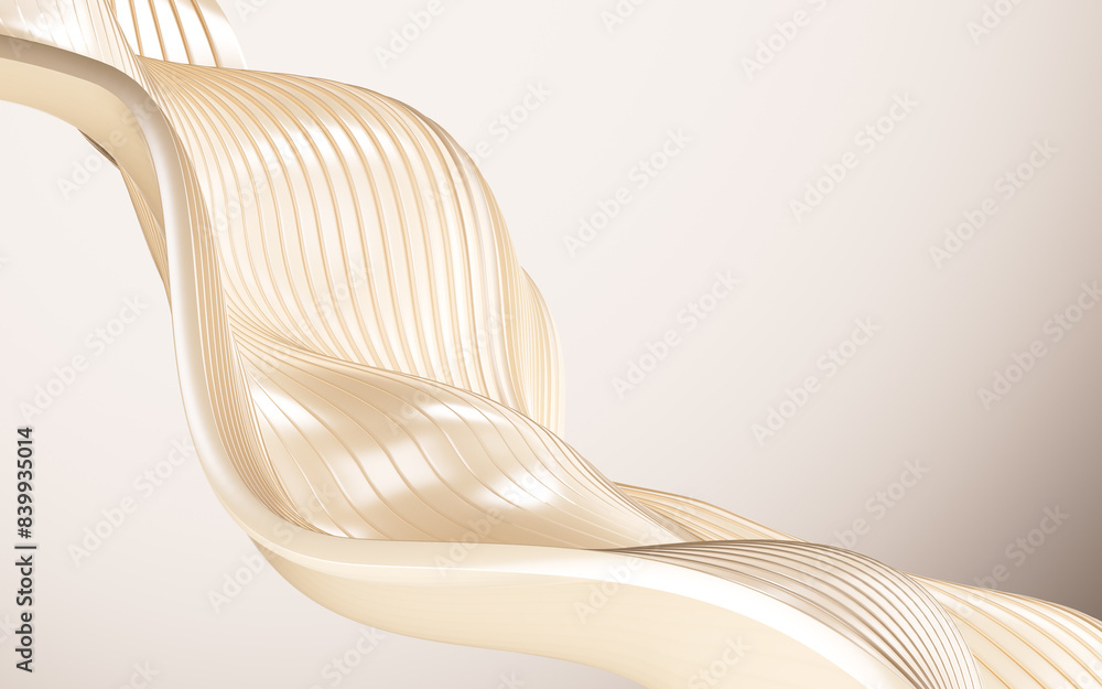 Poster golden abstract curve background, 3d rendering.