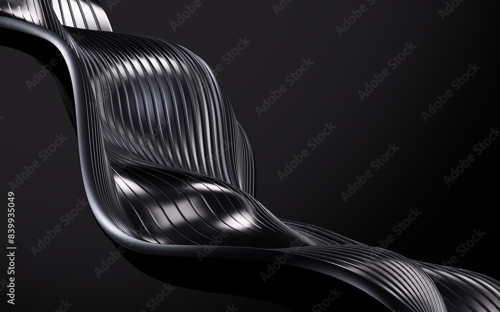 Poster black abstract curve background, 3d rendering.