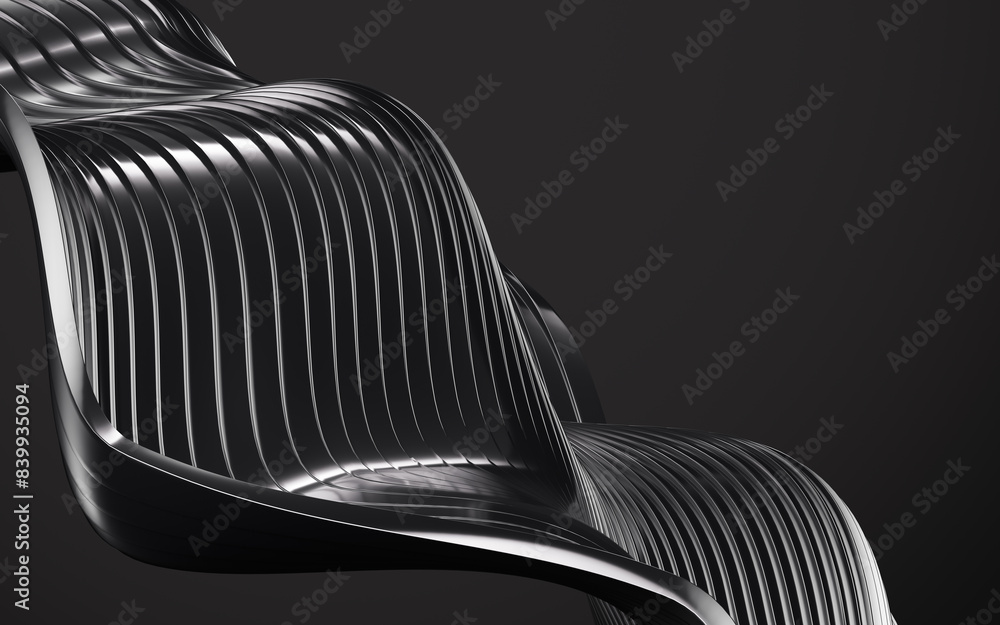 Poster black abstract curve background, 3d rendering.