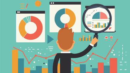 Market research, marketing or advertising survey to launch products, competitors research or social media report marketing report concept, business people look at magnified market data chart.