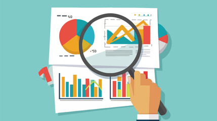 Market research, marketing or advertising survey to launch products, competitors research or social media report marketing report concept, business people look at magnified market data chart.