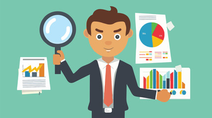 Market research, marketing or advertising survey to launch products, competitors research or social media report marketing report concept, business people look at magnified market data chart.