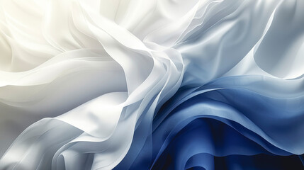 Obraz premium Abstract gradient wavy background in white and blue.
