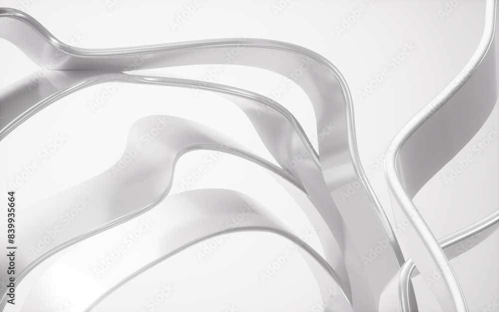 Poster silver abstract curve background, 3d rendering.