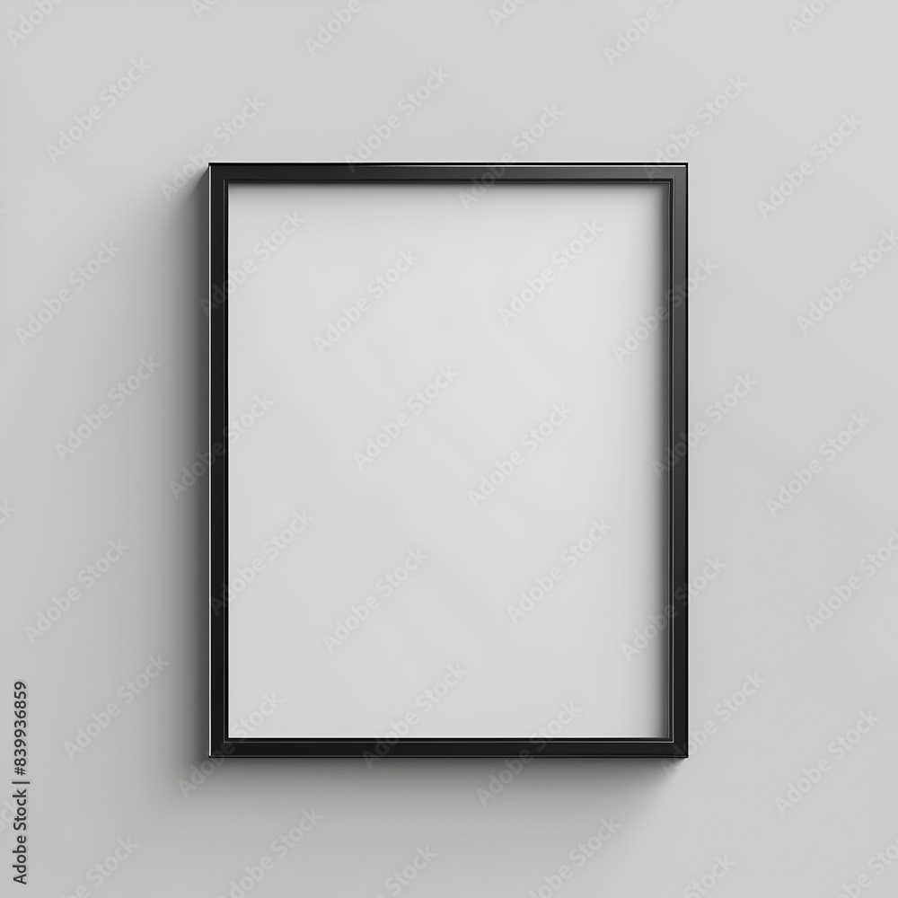 Poster minimalist black frame with thin borders on plain background clean concept for product display or ph
