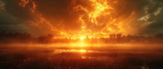 Fototapeta premium Dramatic Dusk: Peaks and Plains